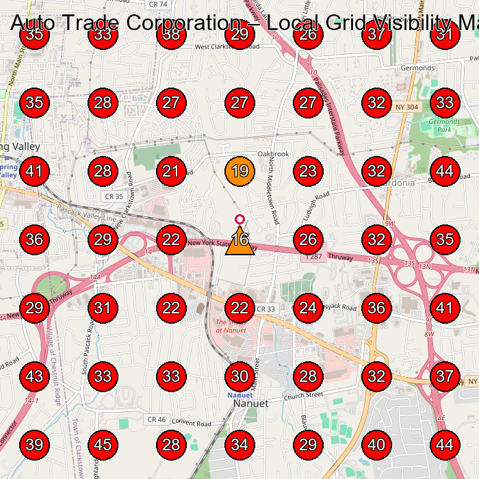 Auto Trade Corporation GeoGrid visibility map for Used Car Dealer in Mahwah